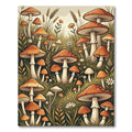 Whimsical Earthy Orange Mushroom Meadow Field Rug