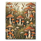 Whimsical Earthy Orange Mushroom Meadow Field Rug