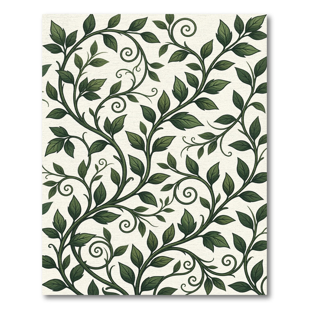 Lush Green Botanical Scrolling Vine Rug
