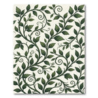 Lush Green Botanical Scrolling Vine Rug
