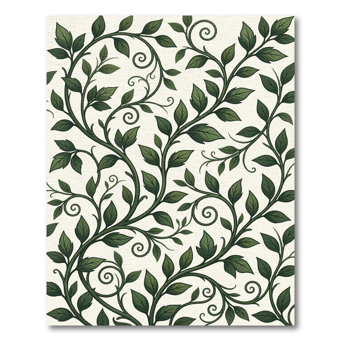 Lush Green Botanical Scrolling Vine Rug