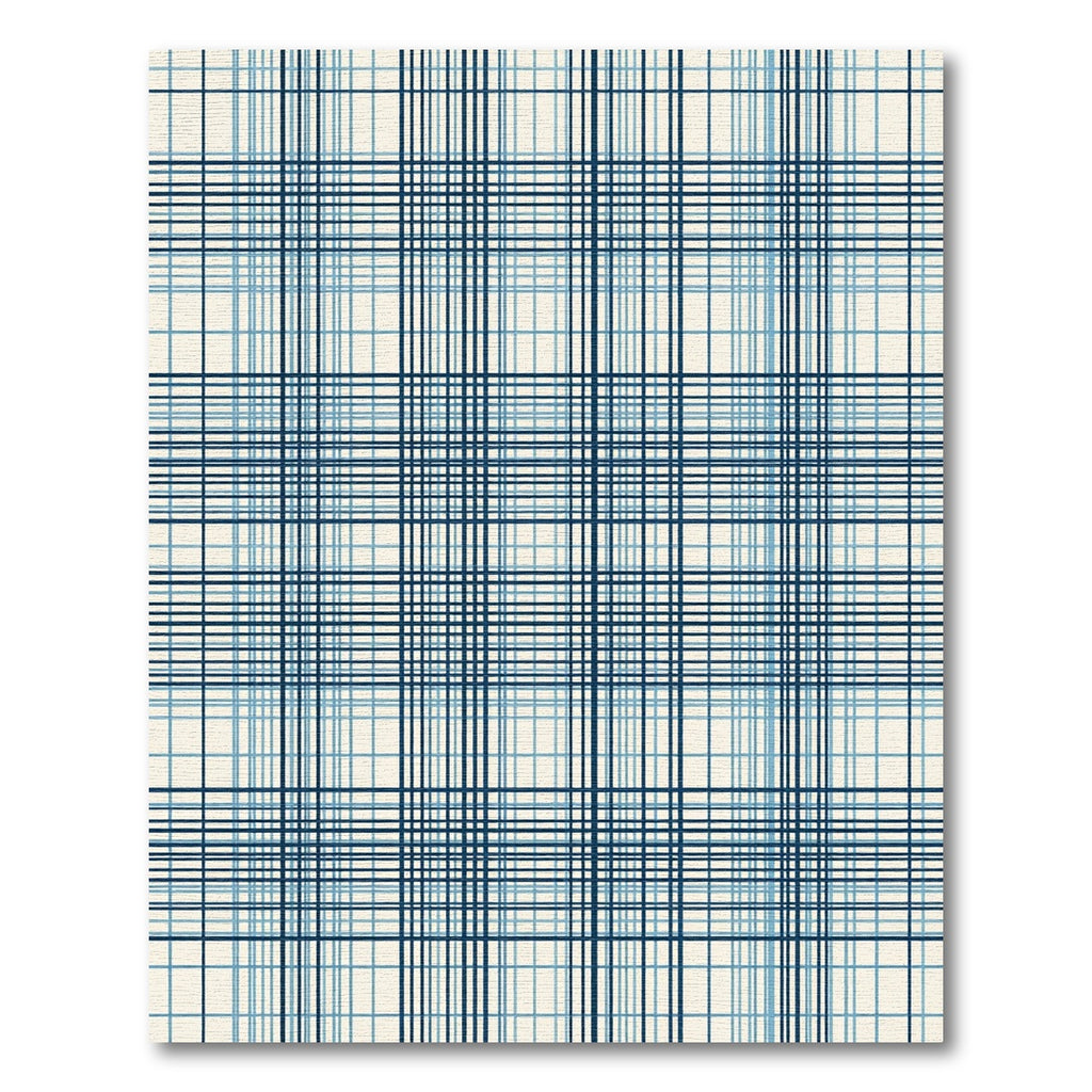 Classic Navy Blue Grid Plaid Rug
