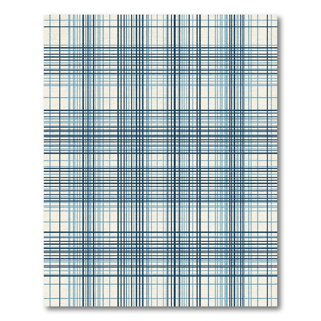 Classic Navy Blue Grid Plaid Rug