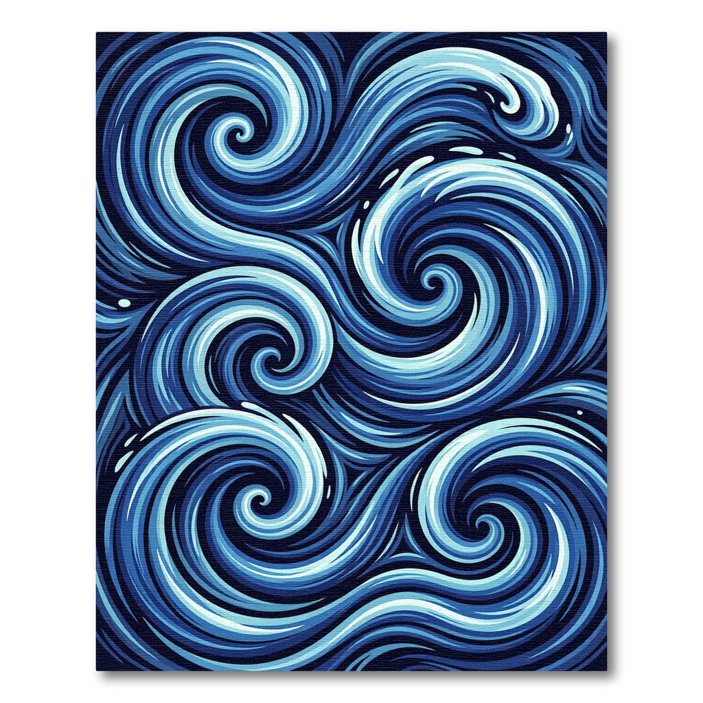 Blue Swirling Abstract Ocean Wave Rug