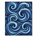 Blue Swirling Abstract Ocean Wave Rug