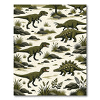 Green Prehistoric Dinosaur Wilderness Illustration Rug