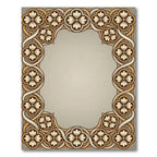 Golden Beige Quatrefoil Floral Border Rug