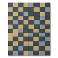 Khaki Charcoal Gray Checkerboard Blocks Rug