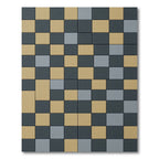 Khaki Charcoal Gray Checkerboard Blocks Rug