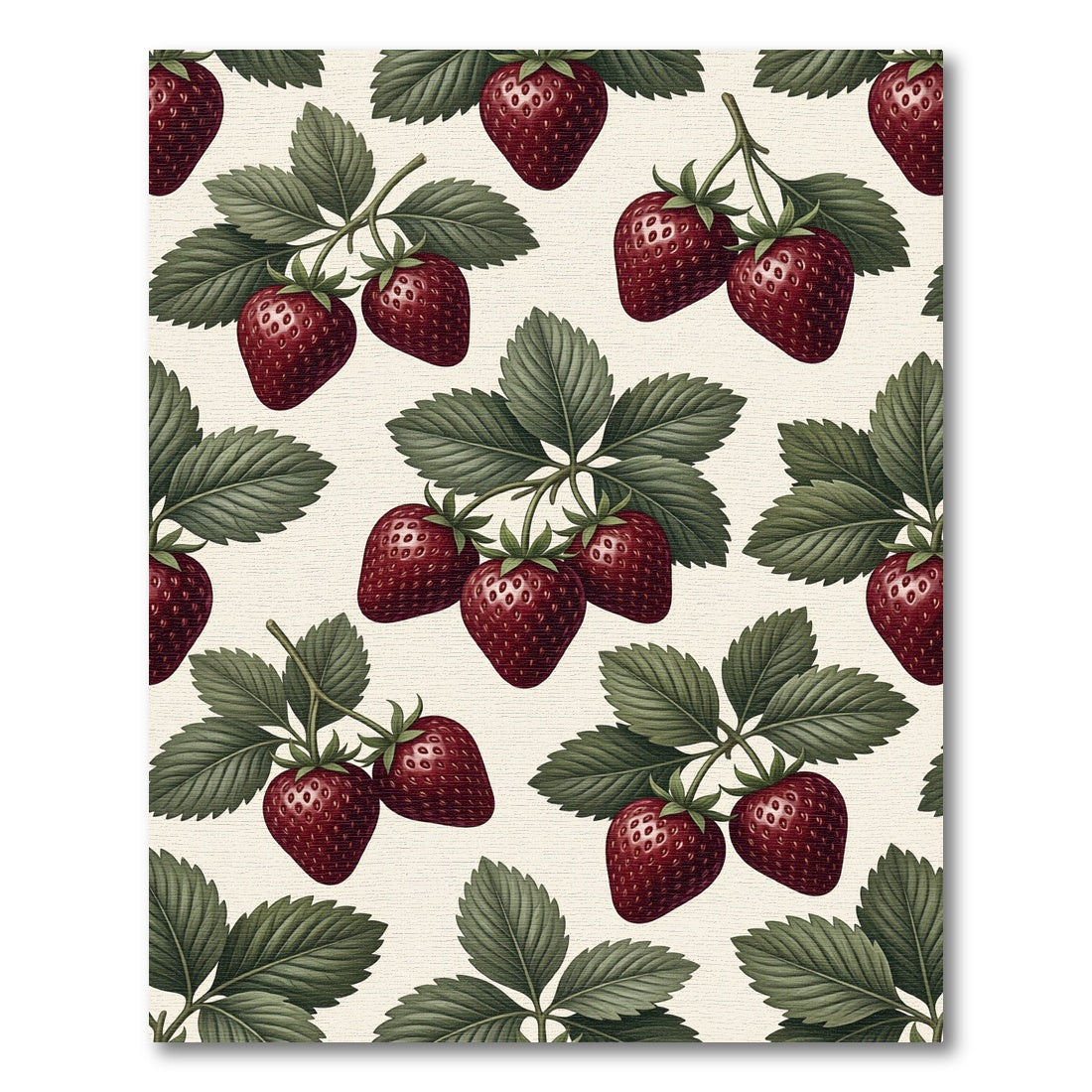 Botanical Strawberry Vines with Green Leaves Rug