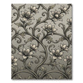 Elegant Greyscale Floral Swirl Scroll Rug