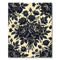 Elegant Black Floral Botanical Bouquet Rug
