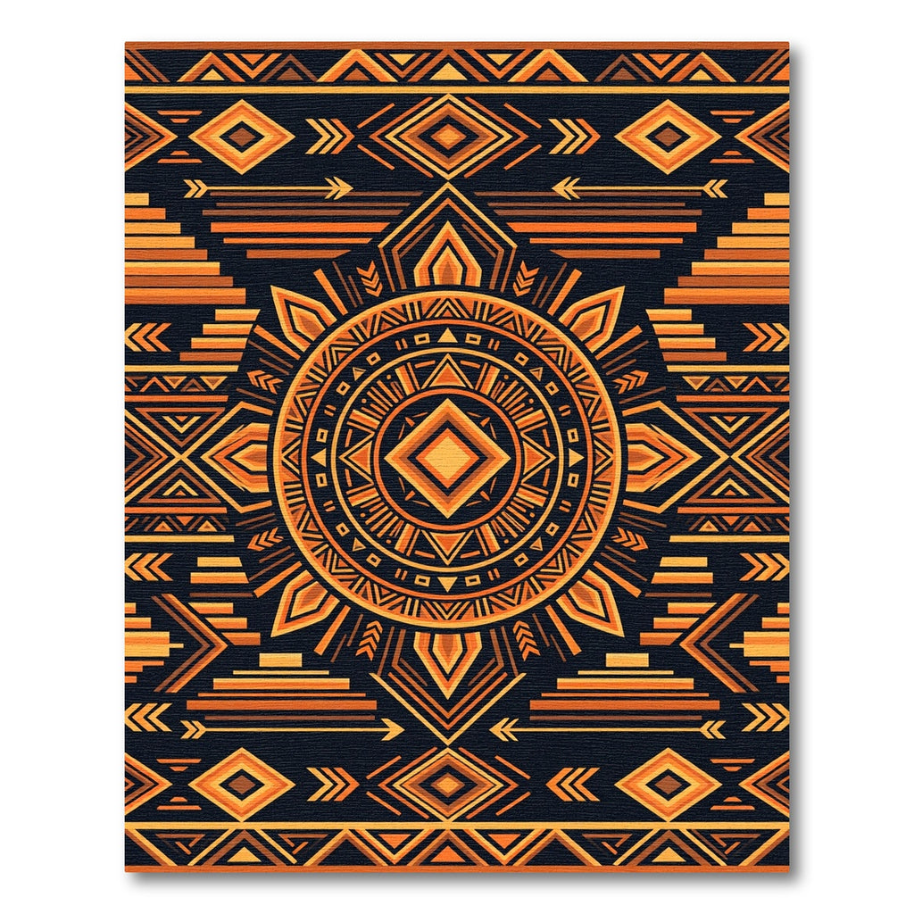 Geometric Solar Radiance Amber Sun Rug