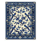 Blue Bird Blossom With Butterflies Rug