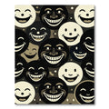 Modern Monochrome Smiling Face Grid Rug