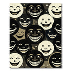 Modern Monochrome Smiling Face Grid Rug