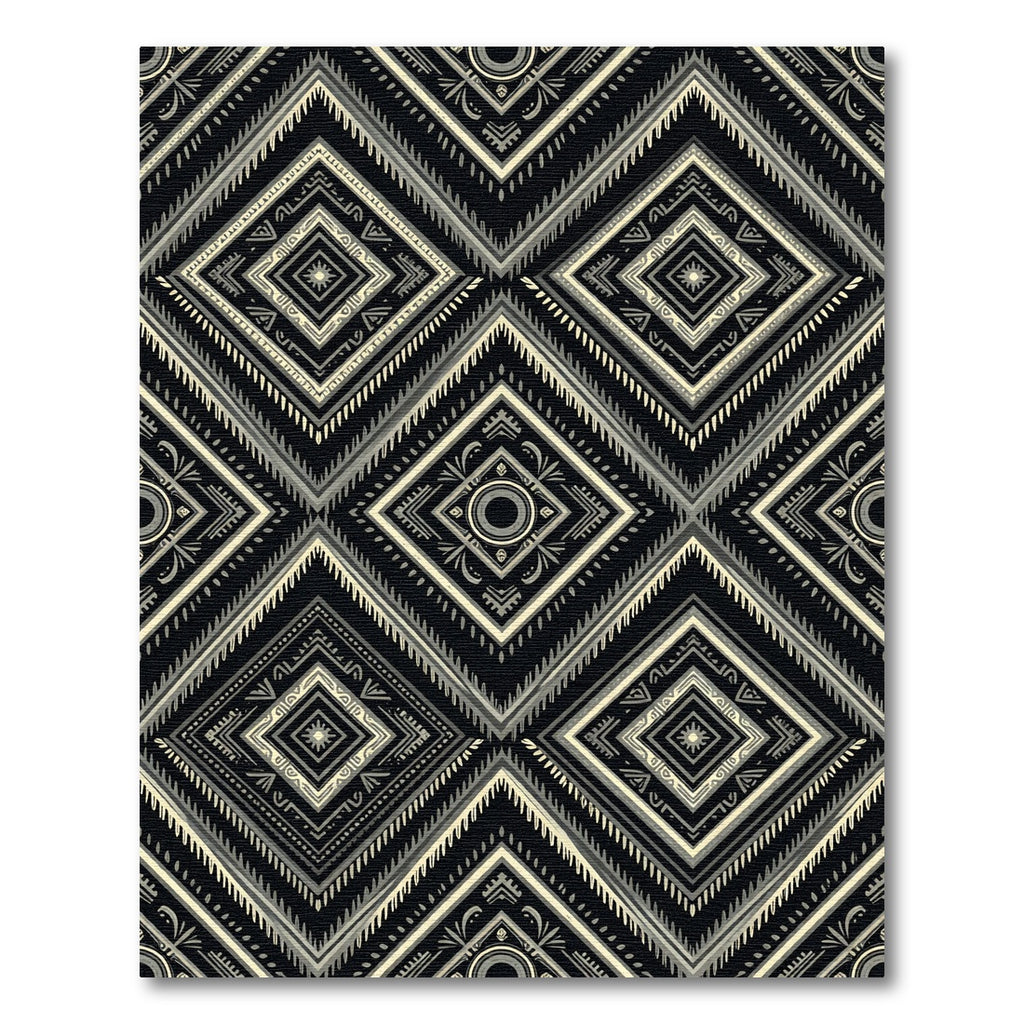 Black Cream Diamond Geometric Pattern Rug