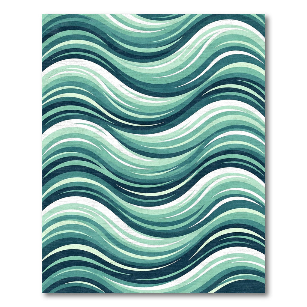 Fluid Teal Wavy Ocean Abstract Rug