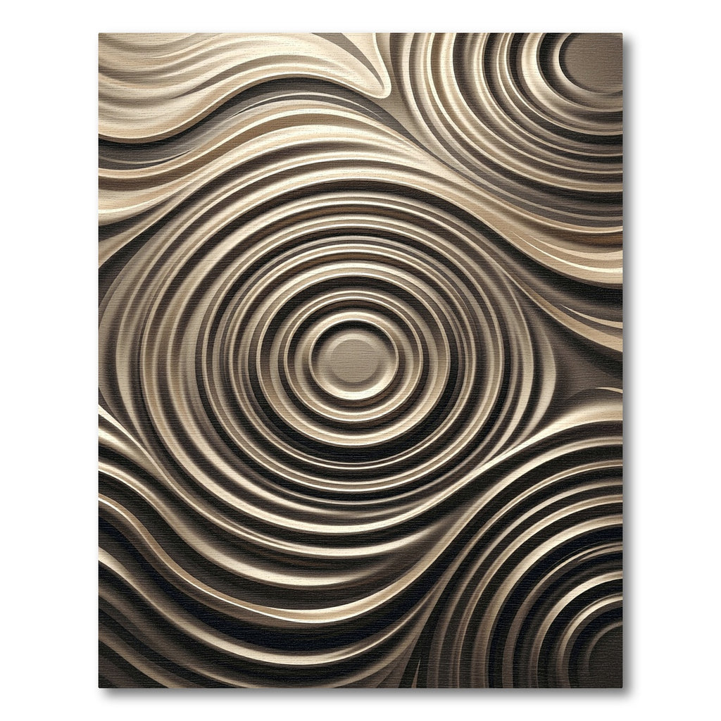 Modern Metallic Bronze Ripple Swirl Rug
