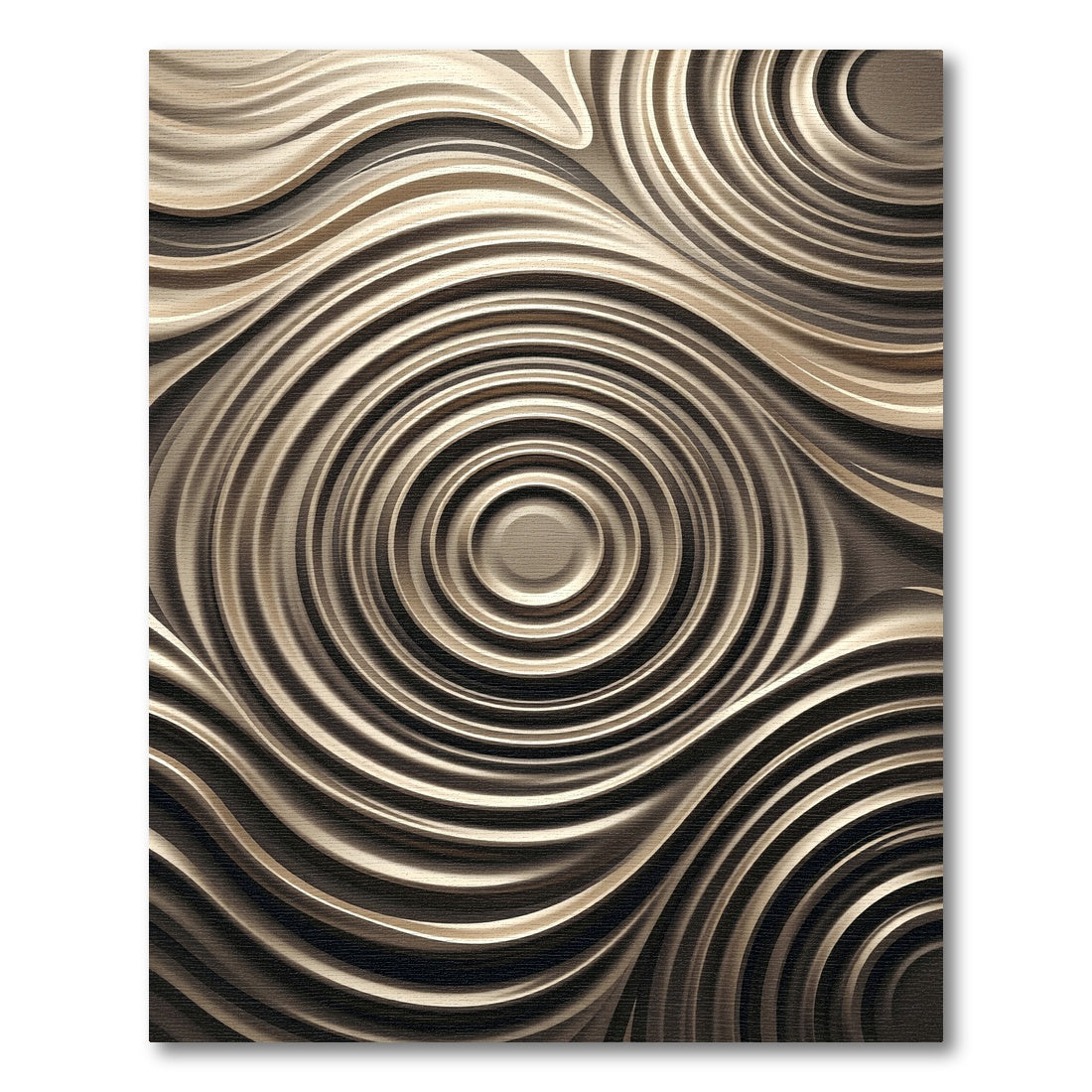 Modern Metallic Bronze Ripple Swirl Rug