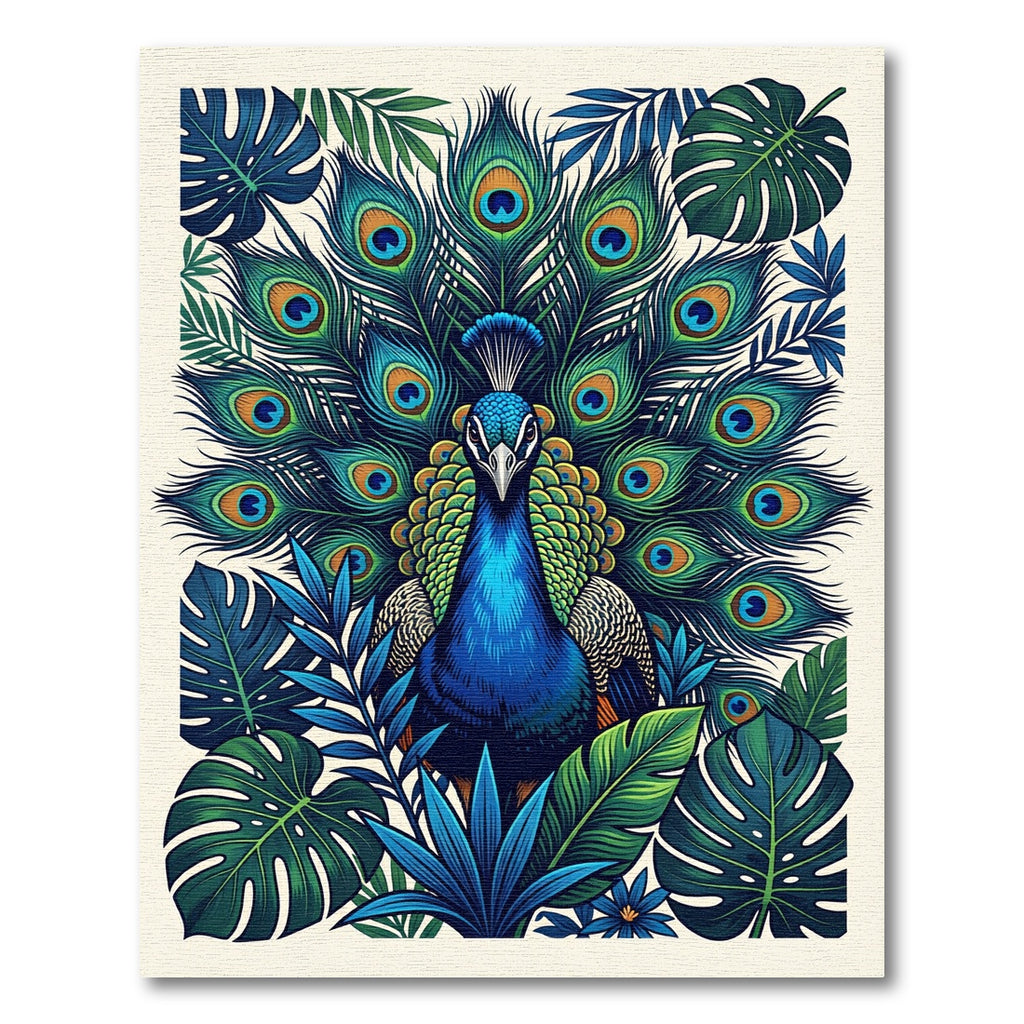 Vibrant Blue Peacock Tropical Jungle Rug