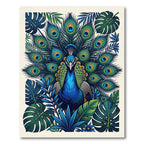 Vibrant Blue Peacock Tropical Jungle Rug