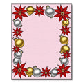 Red Poinsettia Gold Silver Ornaments Border Rug