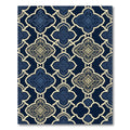 Elegant Navy and Gold Damask Lattice Rug