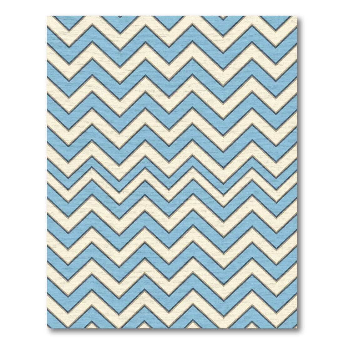 Blue and Cream Zigzag Chevron Rug