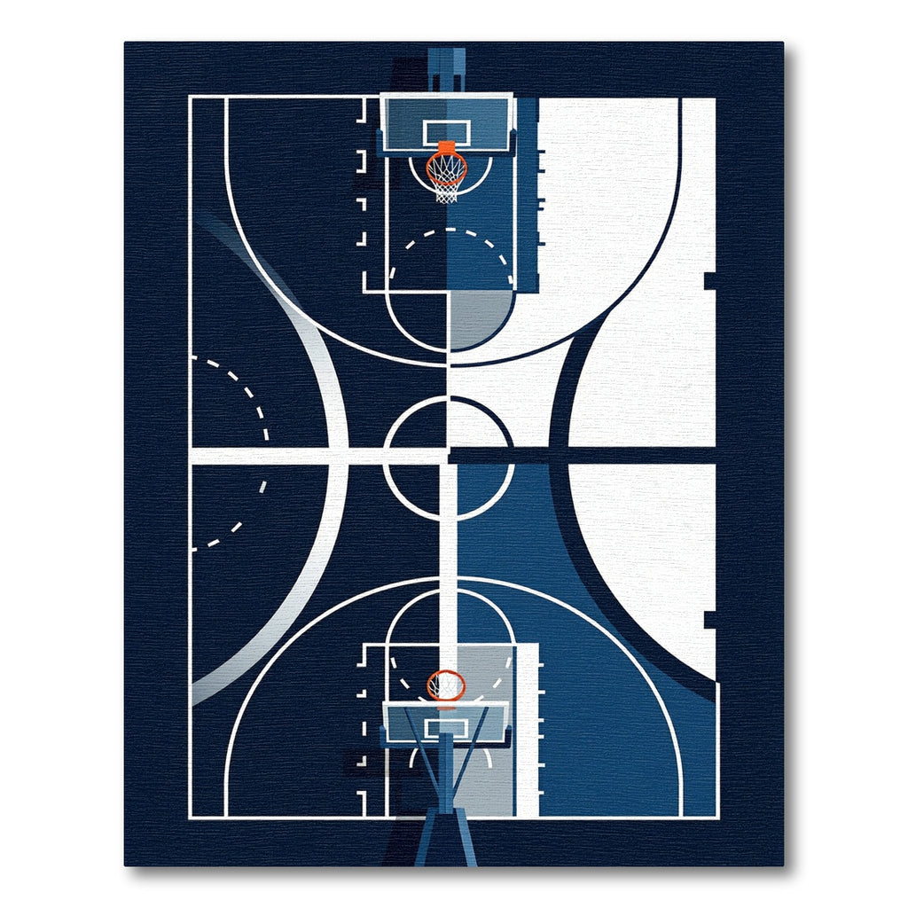 Minimalist Blue Abstract Basketball Court Rug