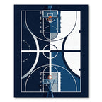 Minimalist Blue Abstract Basketball Court Rug