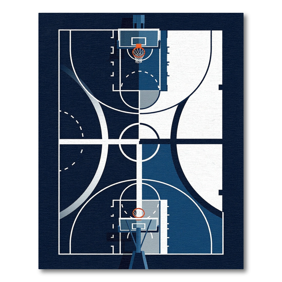 Minimalist Blue Abstract Basketball Court Rug