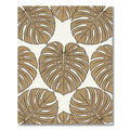 Gold Tropical Monstera Leaf Botanical Rug