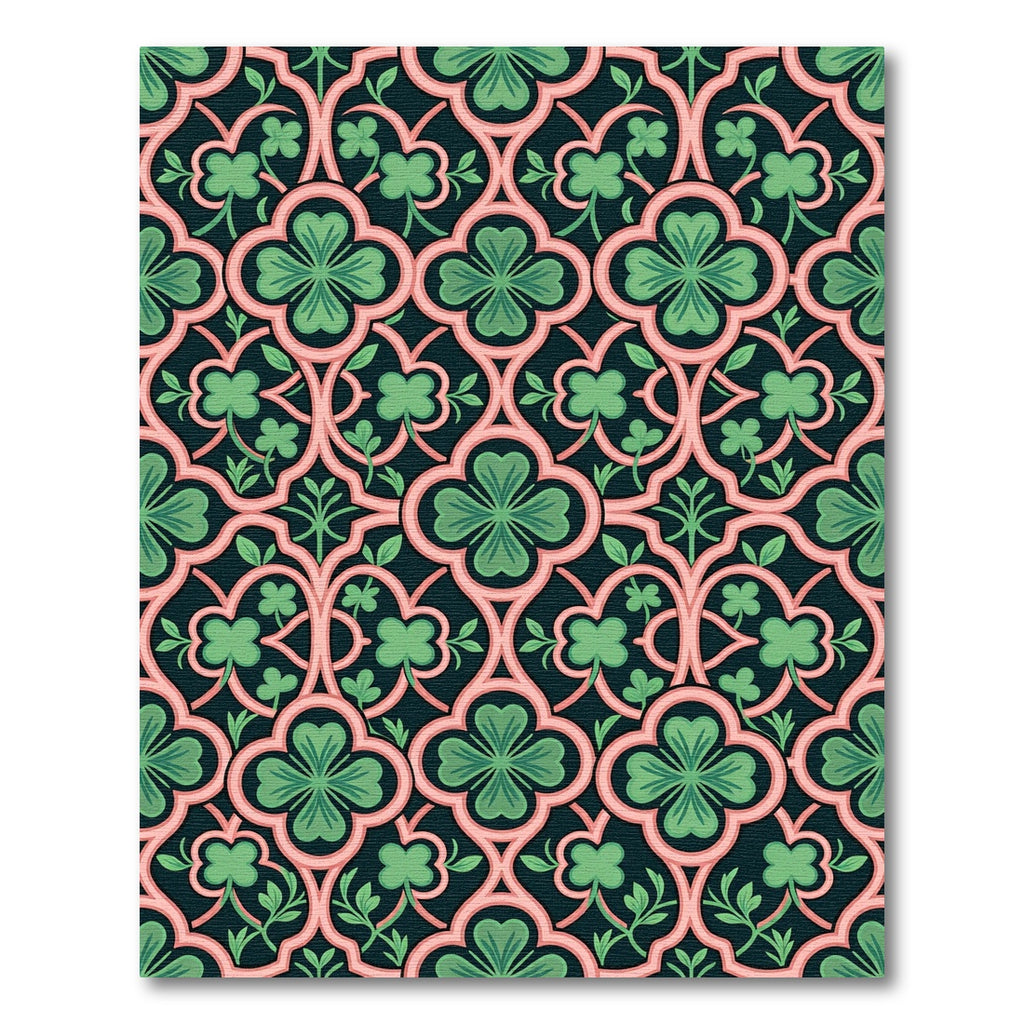 Sage Clover Trefoil Art Nouveau Lattice Rug