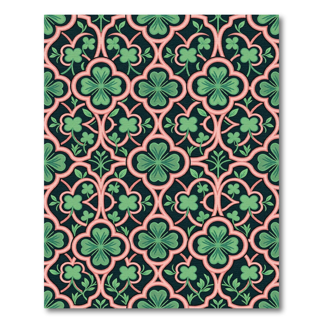 Sage Clover Trefoil Art Nouveau Lattice Rug