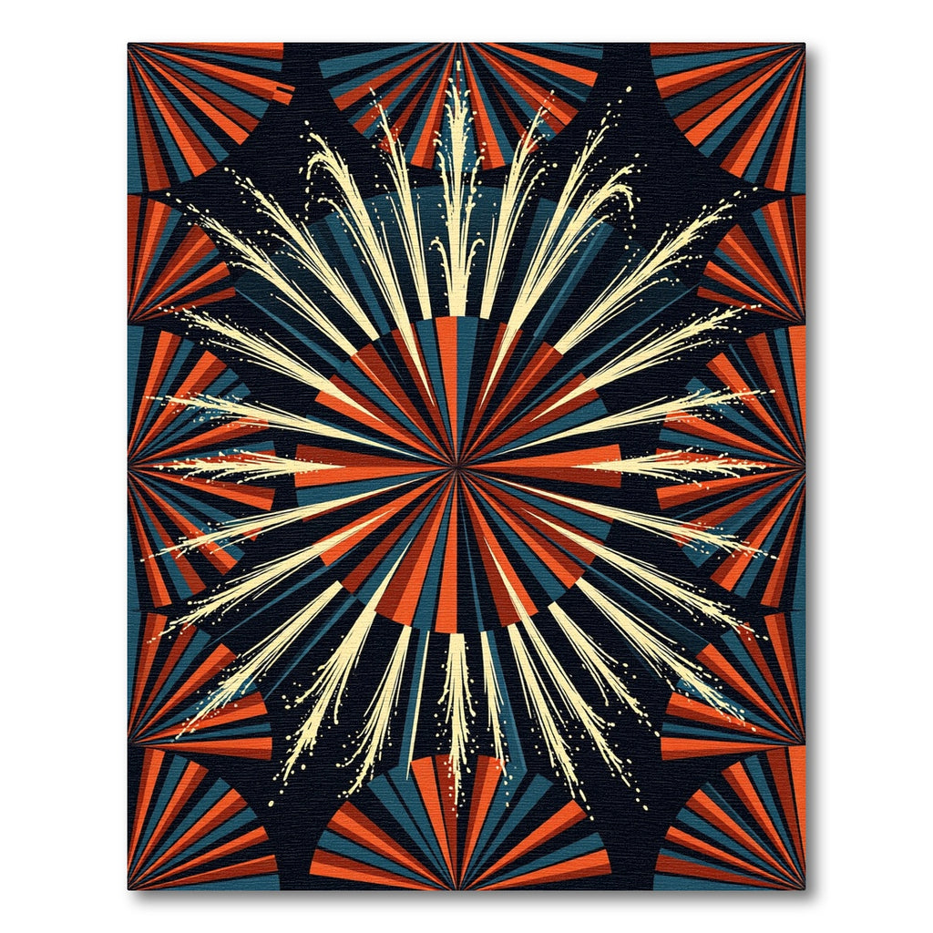 Explosion burst fan red teal Rug