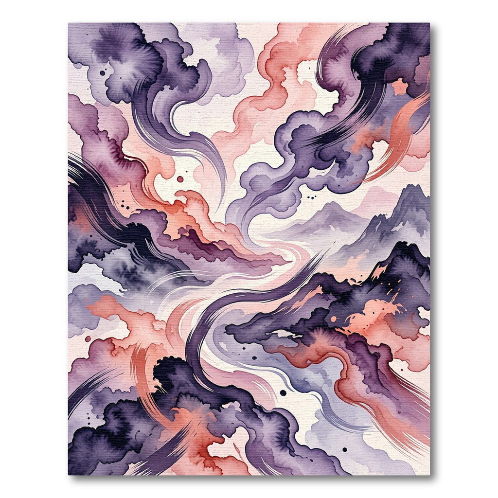 Ethereal Lavender and Peach Abstract Cloud Rug