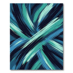 Dynamic Teal Blue Abstract Brushstroke Rug