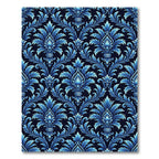 Deep Blue Floral Damask Rich Rug