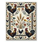 Rustic Farmhouse Rooster and Wheat Harvest Rug
