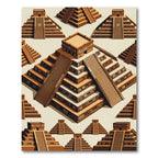 Isometric Mayan Step Pyramid Earthy Tile Rug