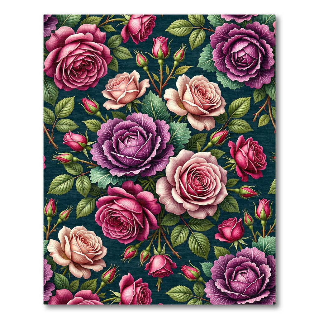 Lush Romantic Rose Garden Bouquet Rug