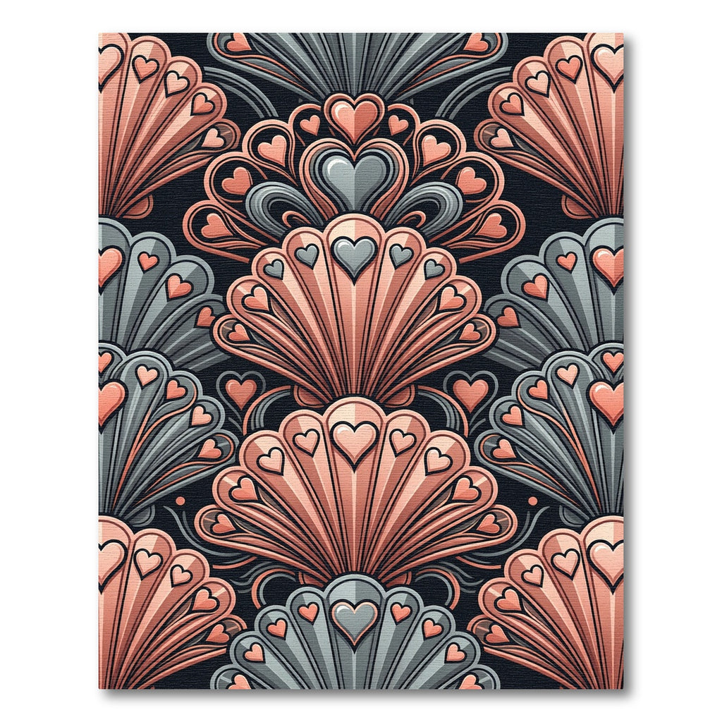 Salmon And Gray Heart Shells Rug