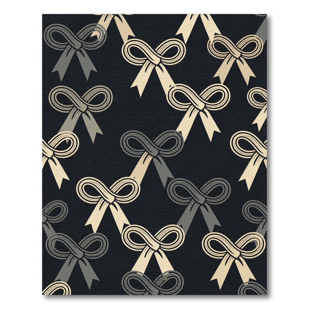 Elegant Cream Bows on Charcoal Background Rug