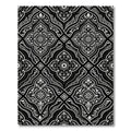 Ornate Black White Floral Arabesque Rug