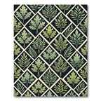 Sage Green Botanical Diamond Lattice Rug