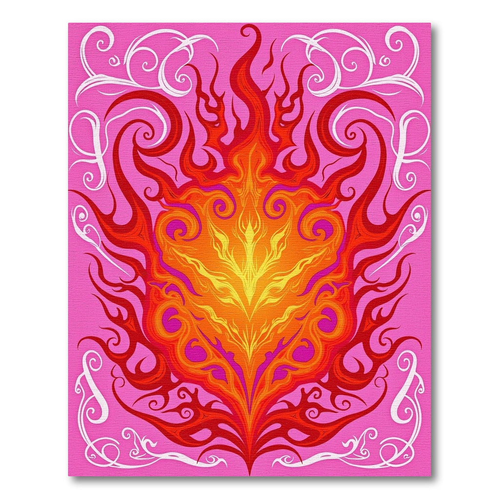 Vibrant Pink Fire Swirl Rug