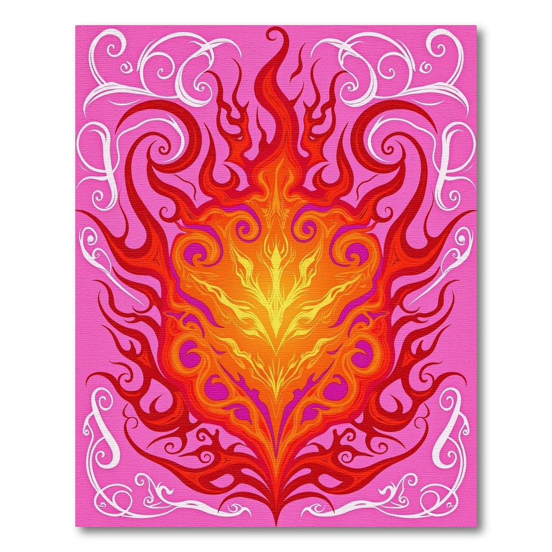 Vibrant Pink Fire Swirl Rug