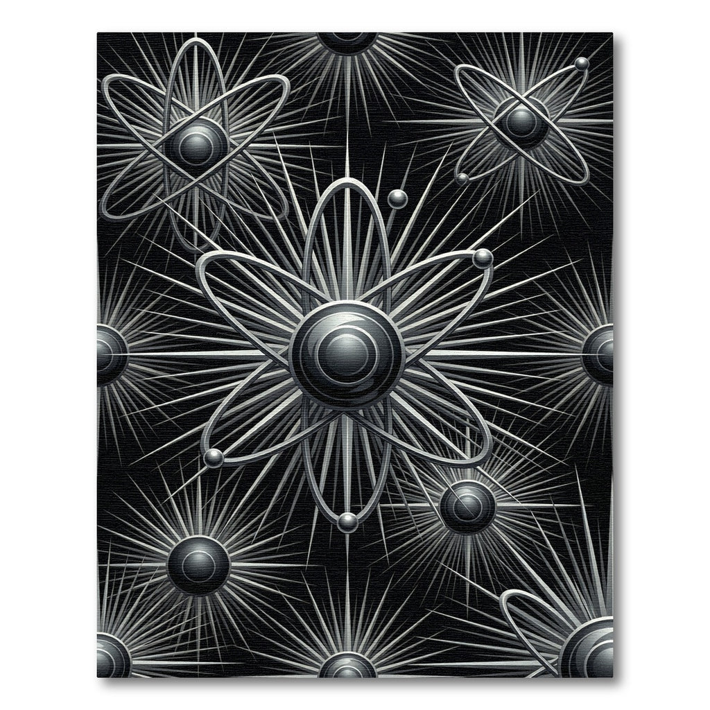 Silver Atomic Starbust Art Deco Rug