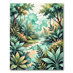 Lush Emerald Forest Watercolor Splatter Rug